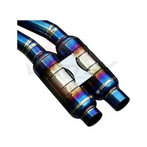ท่อไอเสีย Vortex Titanium Blue High Flow สำหรับ Porsche Cayenne พร้อมชุดประกอบปลายท่อโครเมียมแบบ Pie-Cut Side Drums Mod - Product Image 5