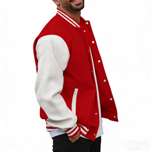 <strong>Poly</strong> Cotton Blend Varsity Jacket ODM Sporty Single Breasted Stand Collar Autumn Unisex Streetwear Baseball Bomber - Product Image 1