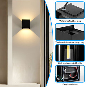Lampe murale LED extérieure carrée en <span class=keywords><strong>aluminium</strong></span> étanche à économie <span class=keywords><strong>d</strong></span>'énergie 10W 20W 3CCT pour hôtel, couloir, cour, porte, <span class=keywords><strong>salon</strong></span> - Product Image 3