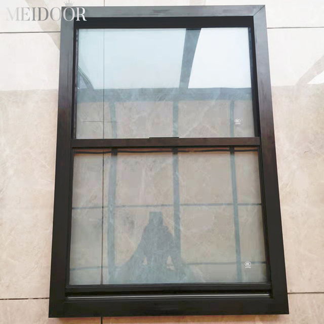 NFRC Motorized Vertical Opening Automatic Lift Double Glazed UPVC PVC Windows Vertical Sliding Single Hung Window