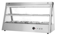 Vitrine chauffante commerciale à 2 niveaux et 6 bacs avec circulation d'air chaud pour boulangerie et restauration rapide