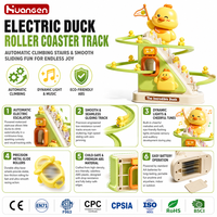 KZHM Ensemble de jouets de piste pour canards, Course de canards magiques pour enfants, Canards électriques monte-escaliers, Jouets musicaux et lumineux, Petits jouets de train sur rail pour canards, Cadeaux