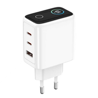 Chargeur rapide 65W Gan PD, bloc USB-C USB-A, écran TFT, accord AVS, 40W dynamique, 65W compatible Iph Sansung Huwei etc.