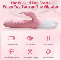 Beheizter Stoß-Vibrator in Hasenform für Klitoris- und G-Punkt-Stimulation mit 3 Geschwindigkeiten, 10 Vibrationsmodi, IPX6 Wasserdicht, für Erwachsene