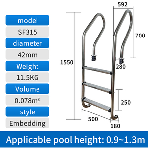 Échelle de <span class=keywords><strong>piscine</strong></span> murale SF sans pré-encastrement, en <span class=keywords><strong>acier</strong></span> inoxydable 304 antidérapante pour <span class=keywords><strong>piscine</strong></span> résidentielle et commerciale - Product Image 4