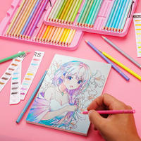 Ensemble de crayons de couleur macarons en bois pour enfants et étudiants, 50 crayons de couleur à paillettes, 50 couleurs