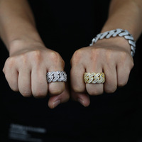 Offres Spéciales Vente en Gros Bague Éternité Hip Hop Plaqué Or 14K avec Certificat GRA, Maillons Cubains Sertis de Moissanite VVS1, Certifiée par un tiers