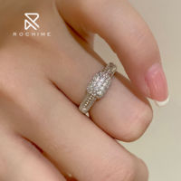 Bague en argent sterling 925 plaqué or avec finition brossée et zircone cubique pour femmes, vente en gros Rochime