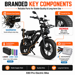 จักรยานไฟฟ้าชายหาด VOMO X80pro C80 V8 แบบสองที่นั่ง ยางใหญ่ 250W มอเตอร์ฮับหลัง แบตเตอรี่ลิเธียม 48V - Product Image 4
