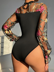 Nuevo Body de Encaje Transparente de Manga Larga para Mujer, Elegante y Chic, <span class=keywords><strong>Mono</strong></span> Casual de Otoño, Ropa <span class=keywords><strong>Juvenil</strong></span> para Mujer, Ajustado, de Una Pieza - Product Image 5