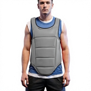 HAWK SPORTS INDUSTRIES Gilet de protection pectoral de boxe en cuir PU respirant et durable, gris, toutes saisons - Product Image 1