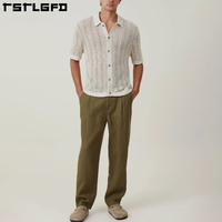 T-shirts en tricot crochet surdimensionnés pour homme personnalisables, logo uni, 100% coton biologique, bambou, écologiques, séchage rapide, anti-UV