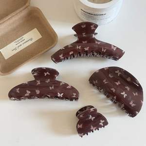 Pince à cheveux en plastique à imprimé papillon et motif géométrique, tendance, pour femme, usage quotidien - Product Image 1