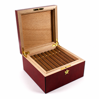 Boîte à cigares rectangulaire en bois rouge faite à la main, avec impression artistique de dragon, doublée de cèdre espagnol, étui de rangement pour cigares, fermeture à étoile, pour bureau, TZ-X18