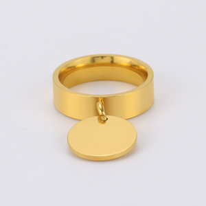 <span class=keywords><strong>Bague</strong></span> minimaliste en acier inoxydable <span class=keywords><strong>de</strong></span> couleur or avec grand pendentif rond, bagues pour les doigts, cadeaux d'anniversaire à la mode pour femmes <span class=keywords><strong>2022</strong></span> - Product Image 4