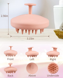 Brosse de massage du cuir chevelu compacte personnalisable avec logo, coussinets ventilés et poils en silicone doux pour l'élimination des pellicules - Product Image 5