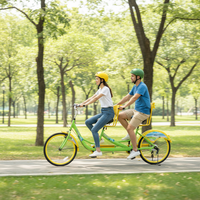 Vélo Tandem pour Deux Personnes, Location en Zone Scénique, Cadre en Acier Carbone, Siège en Cuir, 24 Pouces, Fabrication Monobloc