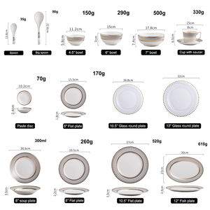 <span class=keywords><strong>Set</strong></span> di <span class=keywords><strong>Piatti</strong></span> da Tavola di Lusso Reale in Ceramica Bianca con Bordo Dorato <span class=keywords><strong>e</strong></span> Logo Personalizzato Stile Europeo - Product Image 2