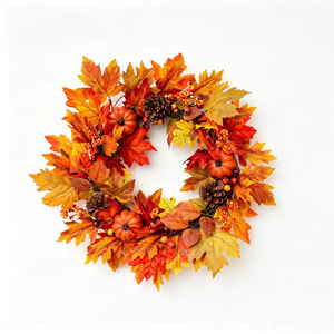 Bestseller Transfrontaliero: Decorazione Murale Stile Fattoria con Ghirlanda di Foglie d'Acero, Fiori di Schiuma, <span class=keywords><strong>Zucca</strong></span> e Bacche per il Ringraziamento - Product Image 5