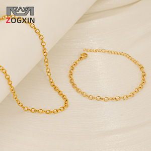 ZOGXIN Gold Plated O-Chain Necklace And <b>Bracelet</b> <b>Set</b> 18K Purity Geometric Design Everyday Wear Jewelry For Women - Product Image 1