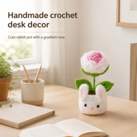 Handgemachte kleine Topf blumen Garn häkeln niedliche dekorative Ornamente Großhandel Blumen Pflanzen
