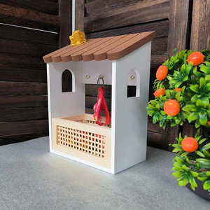 Boîte de rangement murale en bois massif de style japonais, organiseur de clés pour entrée, mini rangement domestique avec motif en treillis - Product Image 1
