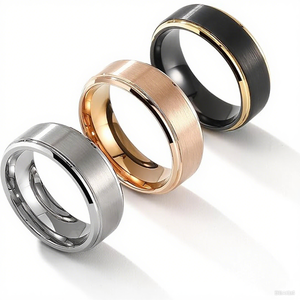 Anillos de moda 8mm Oro 18K Anillo de tungsteno Pareja Wed Set Compromiso Anillos de promesa Ajuste cómodo - Product Image 1