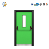 Porte coupe-feu en acier pour sortie de secours avec barre anti-panique et ferme-porte au design contemporain, kit complet de quincaillerie OEM