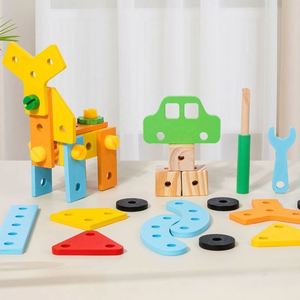 Safe Natural Wood Vehicle Blocks Diy Stem Wooden <b>Tool</b> Construction <b>Set</b> for <b>Kids</b> - Product Image 3