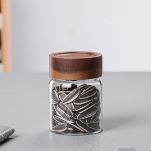 Vente en gros de 6 pièces, ensemble de bocaux en verre pour le stockage des aliments, vente directe d'usine, récipient en verre <span class=keywords><strong>vide</strong></span> en borosilicate de haute qualité, couvercle en bois - Product Image 6