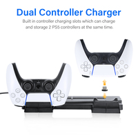 OVIO Original Multifunktionale Duale Controller-Ladestation für PlayStation 5 PS5 Konsole mit LED und 4 Adaptern