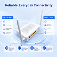 Un Año de Garantía, Calidad Probada, XPON ONU 4*1GE+VOIP+WIFI, Antenas Externas Dobles de 5dBi, Mini Unidad de Red de Fibra