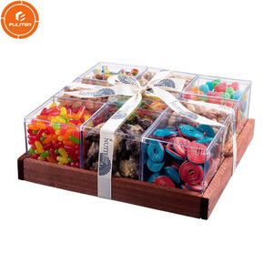 Plateau en bois multifonctions, pour bonbons, <span class=keywords><strong>Chocolat</strong></span>, noix, gâteaux, coffret acrylique, cadeau carré inachevé - Product Image 4