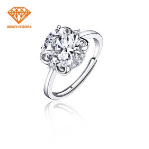 แหวนปรับขนาดได้ประดับมอสซาไนต์ เงินแท้ 925 ชุบโรเดียม สไตล์คลาสสิก - Product Image 2