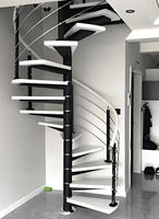 Escalier en colimaçon moderne en acier métallique fabriqué en Chine avec main courante en fil d'acier, escalier intérieur durable pour appartement