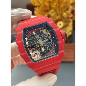 Reloj Mecánico Automático Clásico y Moderno Tourbillon 3502, Esqueleto de Fibra de Carbono Roja, Resistente al Agua, para Hombre - Product Image 1