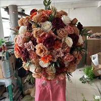 Décoration Florale de Mariage Bohème Orange Brûlé Rose Rouille Vente en Gros Centre de Table Boule de Fleurs
