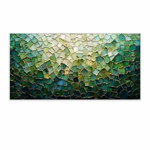 Pintura Abstracta Impresa en Lienzo con Diseño del Horizonte Urbano Metropolitano en Plata y Oro para Decoración de Oficinas, Hoteles, Vestíbulos y Entradas - Product Image 3