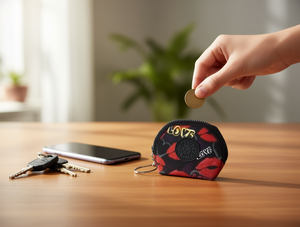 Portamonete Singolo con Cerniera da 5 Pollici, Mini Portafoglio Casual Unisex in Tessuto Non Tessuto con Cinturino da Polso - Product Image 2