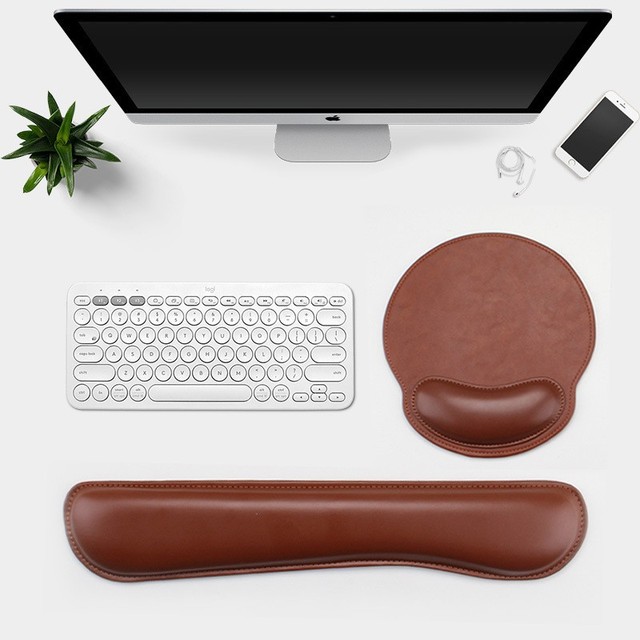 PU Leather  Wrist Rest Mouse Pad Solid-Color Mouse Pad Memory Foam EVA-Backed Bound Edge Wrist Support