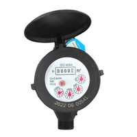 Compteur d'eau à cadran humide en plastique DN20 économique, boîtier IP68, fileté, OEM, multi-jets, débit de 2,5 m³/h, certifié ISO9001