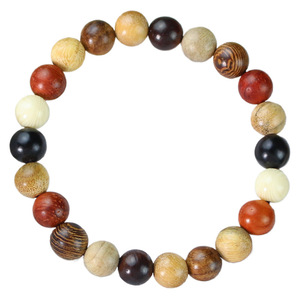 Multi Gemstone Wooden <b>Bracelet</b> 8mm 22 Beads Sandalwood Buddhist Style Unisex <b>Couple</b> Everyday Wear New Chinese Design - Product Image 5