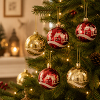 Boules de Noël en peluche peintes, décorations suspendues douces, pendentifs ronds rouges et blancs pour l'affichage des fêtes