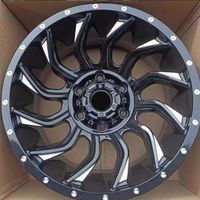Jantes tout-terrain en alliage Flow Forming 17, 18, 20 pouces pour Jeep Wrangler et Bronco, finition noir brillant, turbine argentée, rebord profond, jantes 4x4