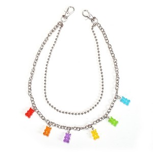Chaîne de taille en acrylique avec pendentif ours pour femme, chaîne de pantalon tendance, usage quotidien, design double couche en alliage de zinc - Product Image 5