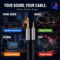Câble audio 3,5 mm à 6,5 mm OEM tressé plaqué or TRS vers TS pour guitare, amplificateur, haut-parleur et table de mixage – Vente en gros