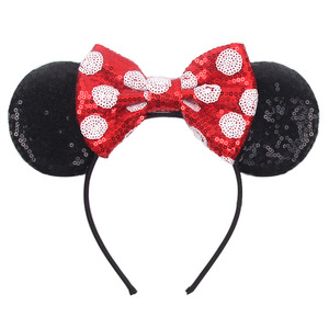 Serre-<span class=keywords><strong>tête</strong></span> en gros <span class=keywords><strong>à</strong></span> sequins motif oreilles de Mickey et nœud, accessoire photo pour filles, cadeau de vacances, coiffe mignonne pour femme, coiffe de fête - Product Image 5