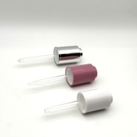 Bouchon compte-gouttes en plastique pressé à dessus plat de 20 mm avec pipette en verre pour huile essentielle, couleurs personnalisables, vente en gros