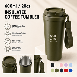 Hot Sale 600ml 20oz Double Wall Stainless Steel Vacuum Insulated <b>Thermo</b> Tumbler Leakproof Reusable Coffee Mug For Business Gifts - Product Image 1