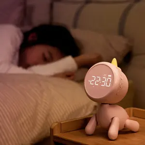 Nuevo entrenador de sueño recargable digital niños unicornio despertador LED mesita de noche Despertador con luz de noche